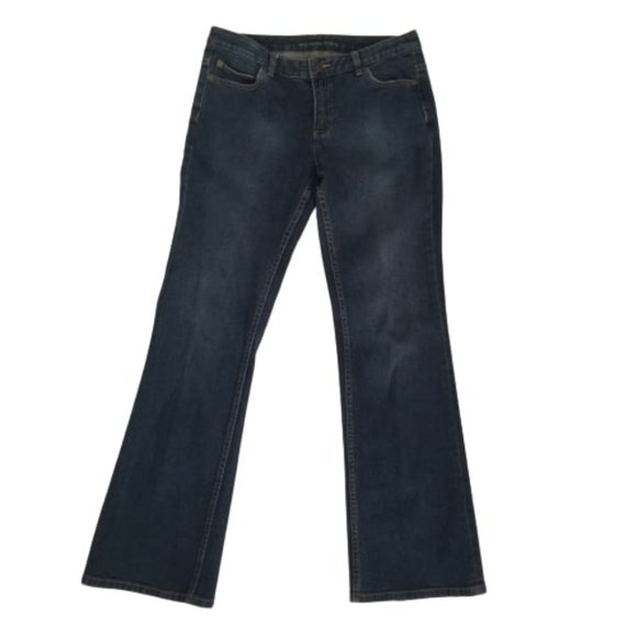 Michael Kors Womens Bootcut Stretch Jeans Dark Wash Embroidered Pockets Size 10 - Picture 1 of 10